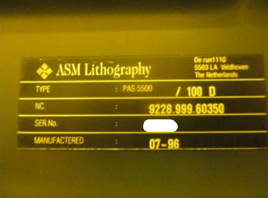 Used 1996 ASML PAS5500/100D