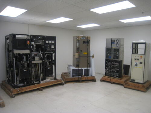 Used Hitachi M-308ATE Metal Etch System w/ Power Rack, Delatech 858 V-2 scrubber, Gas Cabinet