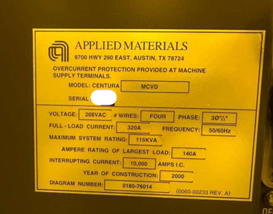 Used 2000 AMAT Centura WCVD