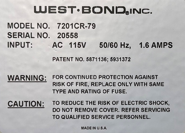 Used West-Bond 7201CR-79