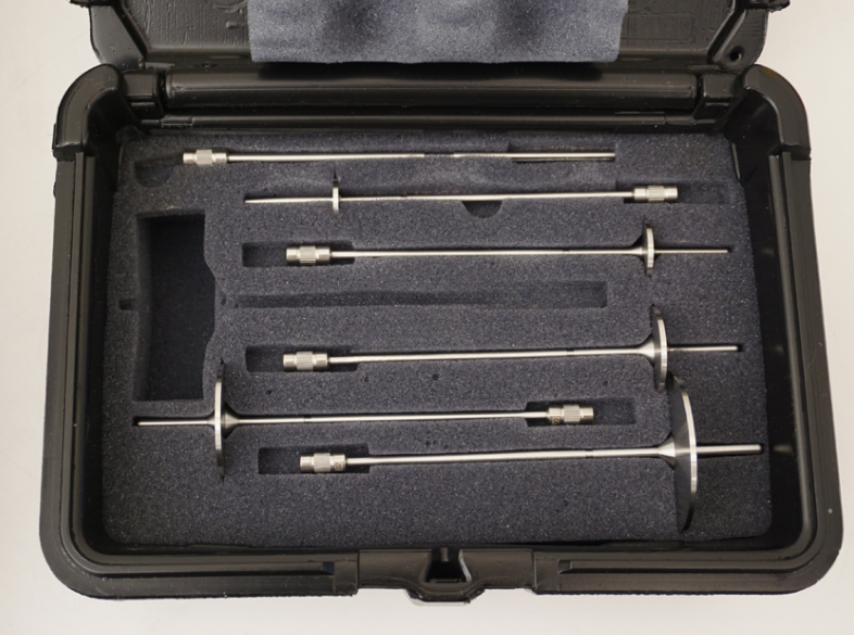 Brookfield Ametek DV2TRVT medium viscosity viscometer with RV spindle set, temperature probe, Rheocalc software, and stand