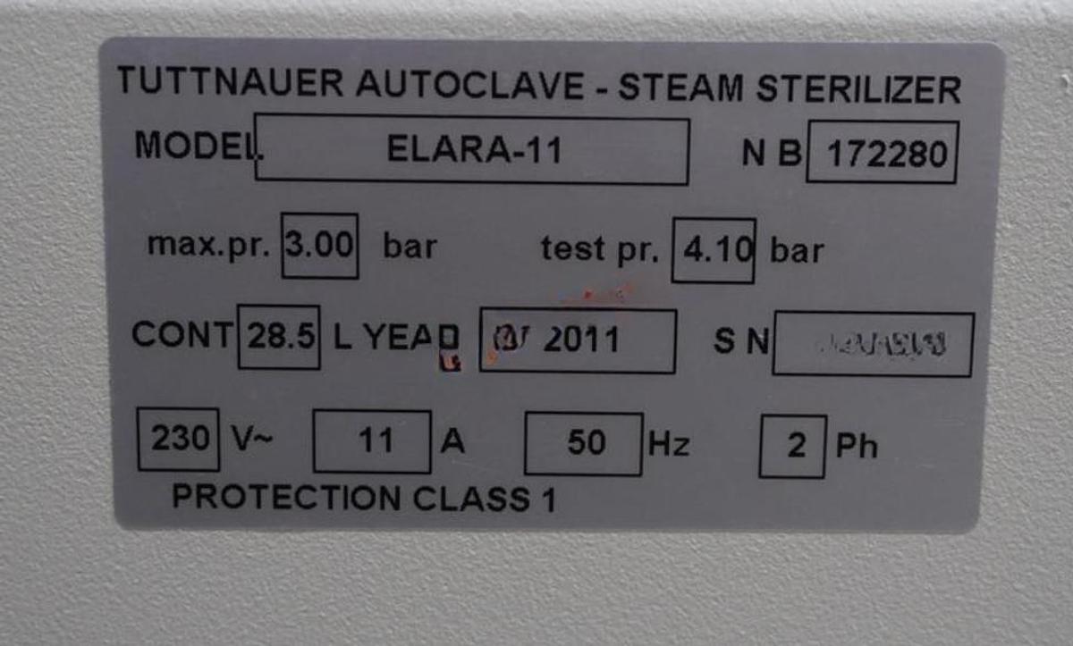 Used Tuttnauer  Elara 11 autoclave