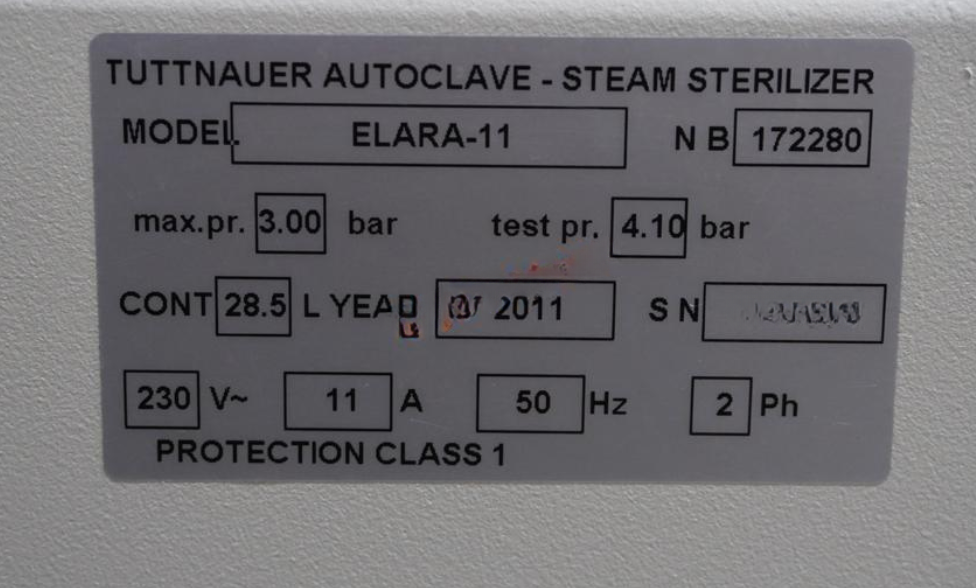 Used Tuttnauer  Elara 11 autoclave