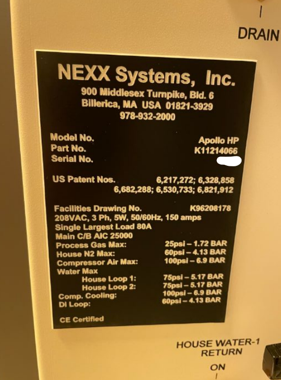 Used 2012 Nexx Systems Apollo HP