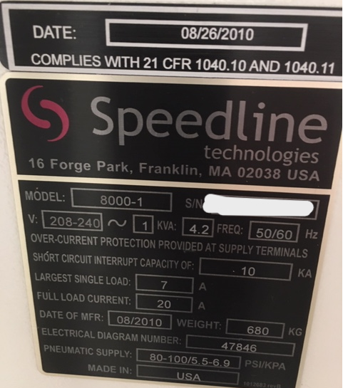 Used 2010 Speedline Tech 8000-1