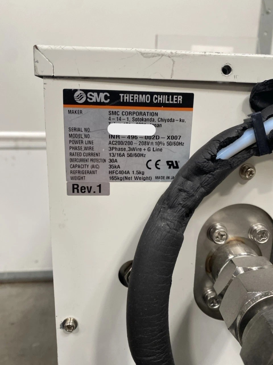 Used SMC Corporation INR-496-002D-X007 Thermo Chiller