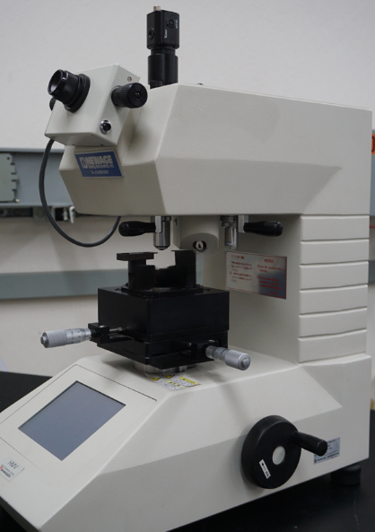 Used Shimadzu HMV-2T microhardness tester with auto revolving nosepiece