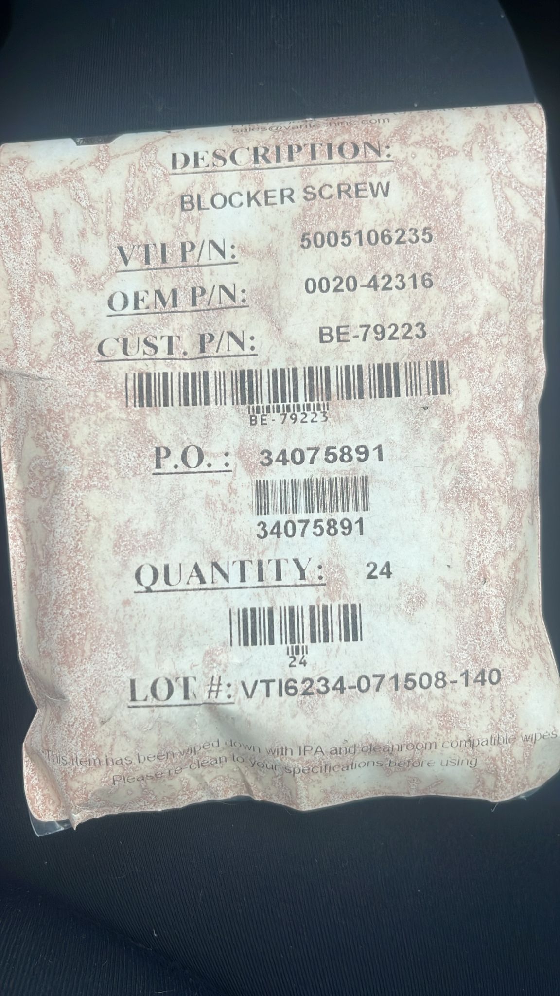 Used Applied Materials AMAT 0020-42316 PERFORATED PLATE SCR