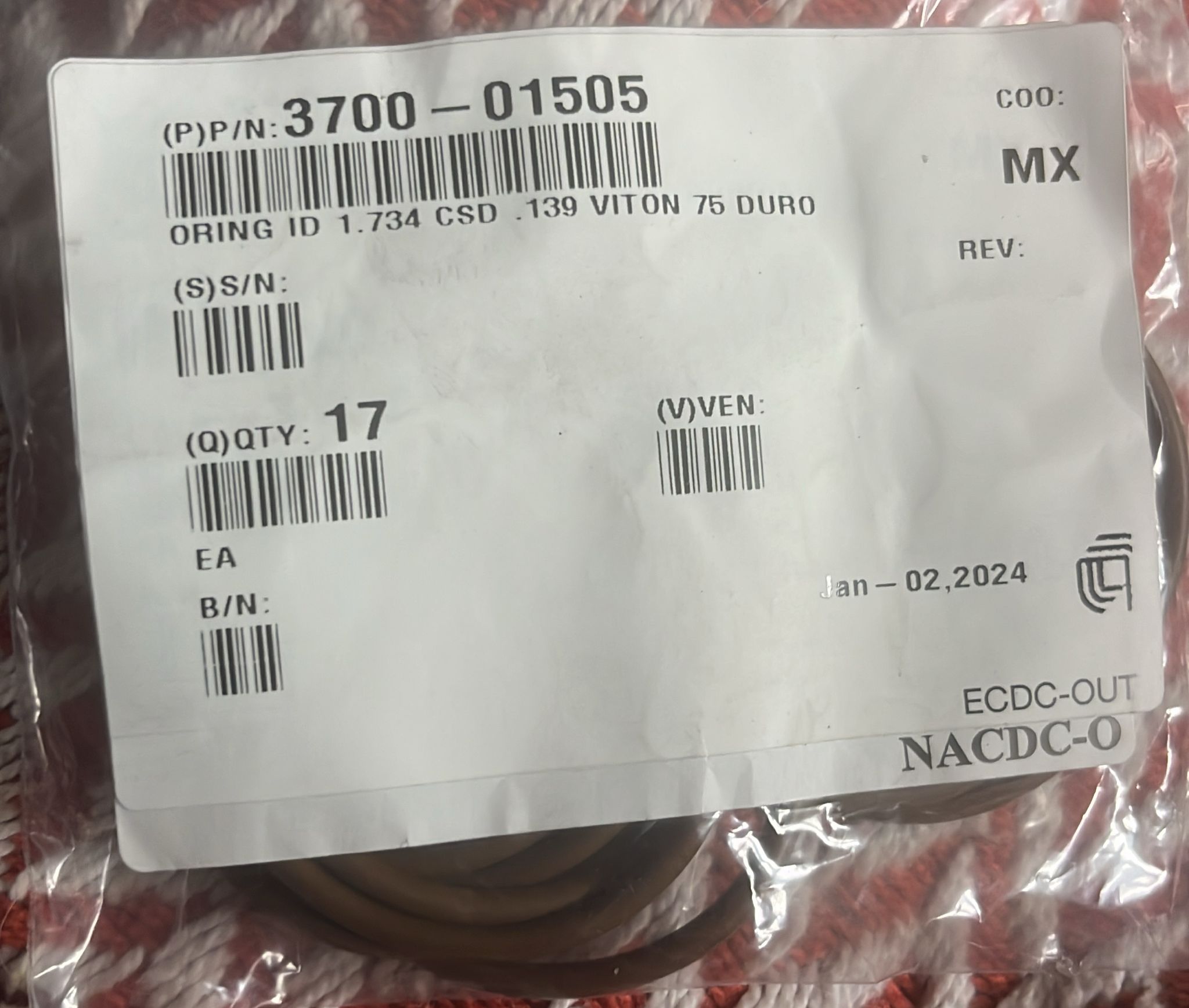 Used Applied Materials AMAT WXZ PART: O-RINGS - VARIOUS AVAILABLE