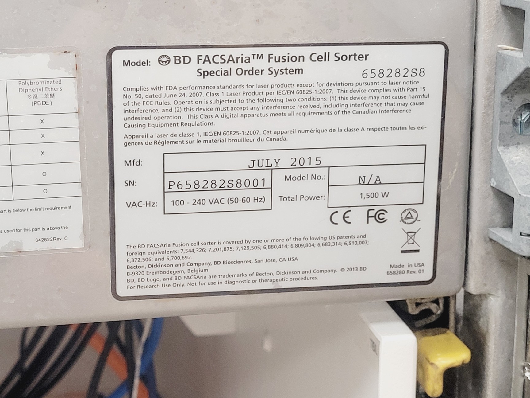 Used 2015 BD FACSAria Fusion Cell Sorter SORP w/ BD-400 Biosafety Cabinet & Accessories