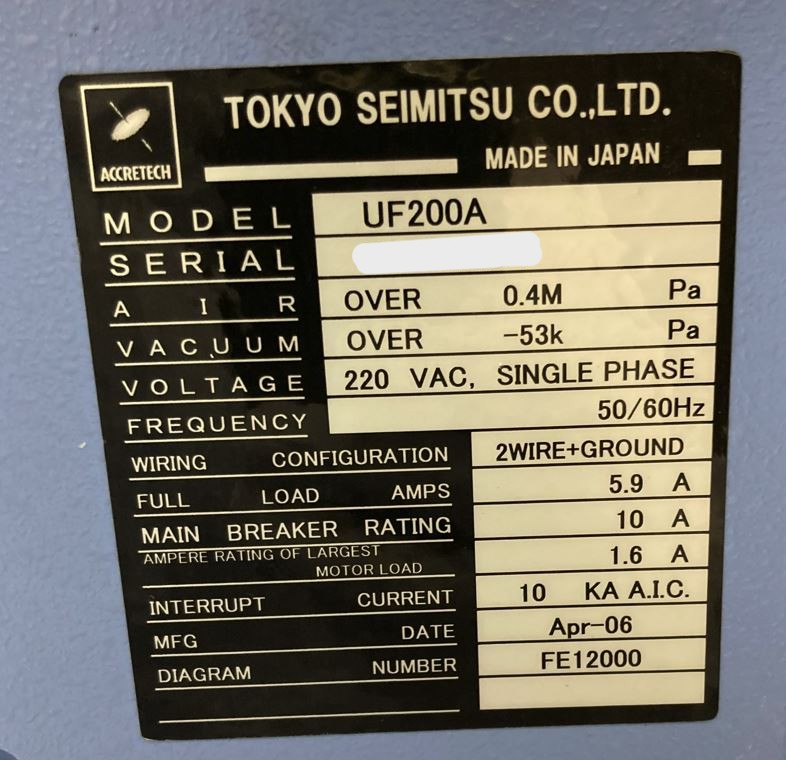 Used Accretech TSK UF200/UF200A