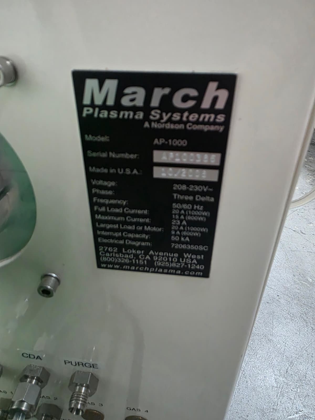 Nordson March AP1000 Plasma Cleaner