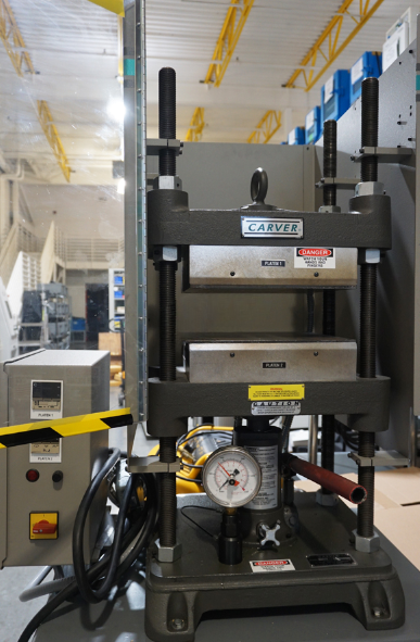 Used Carver 4122 manual 4 post heated press, 12 Ton capacity