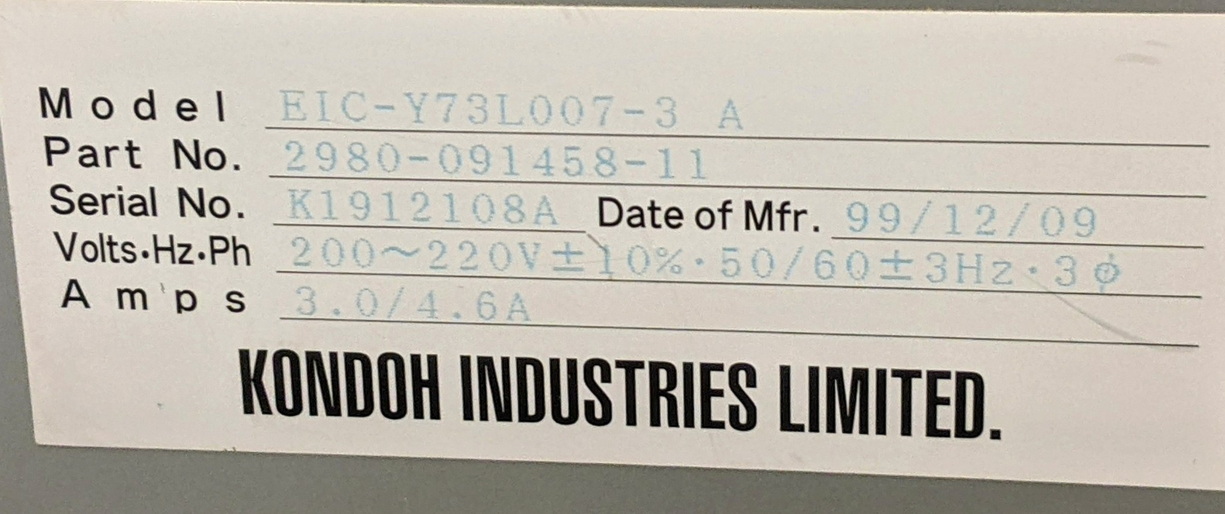 Used Tokyo Electron KONDOH INDUSTRIES Lithius fan filter unit