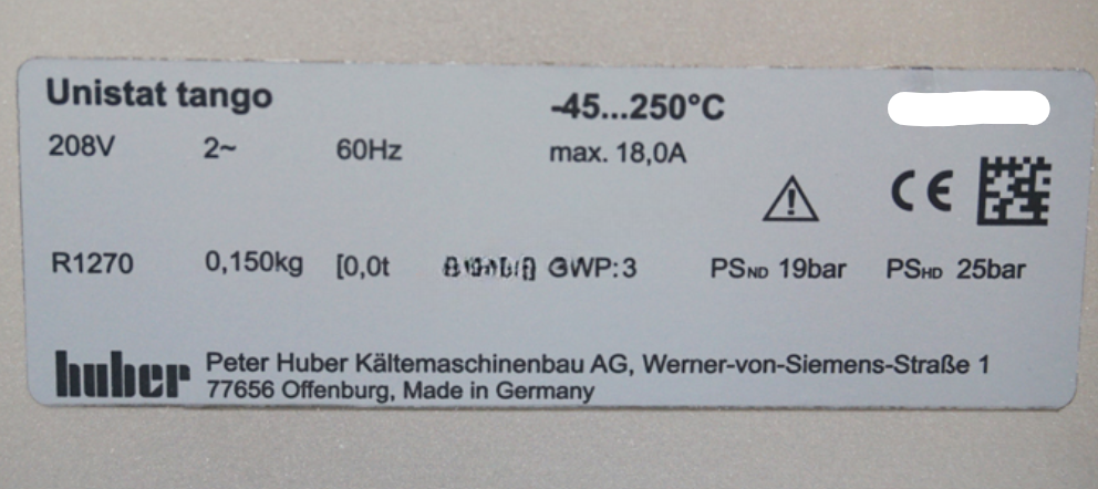 Used Huber Unistat Tango with Pilot One controller -45C to 250C