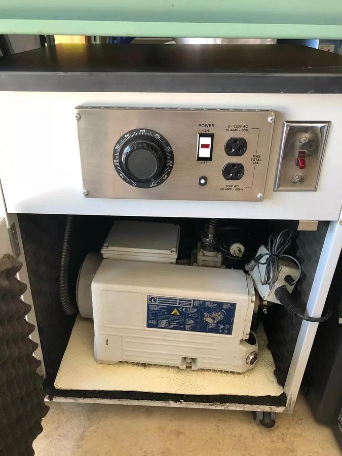 Used Leybold Sogevac SV 40 BIFC Rotary Vane Vacuum Pump with Noise Reduction Cabinet