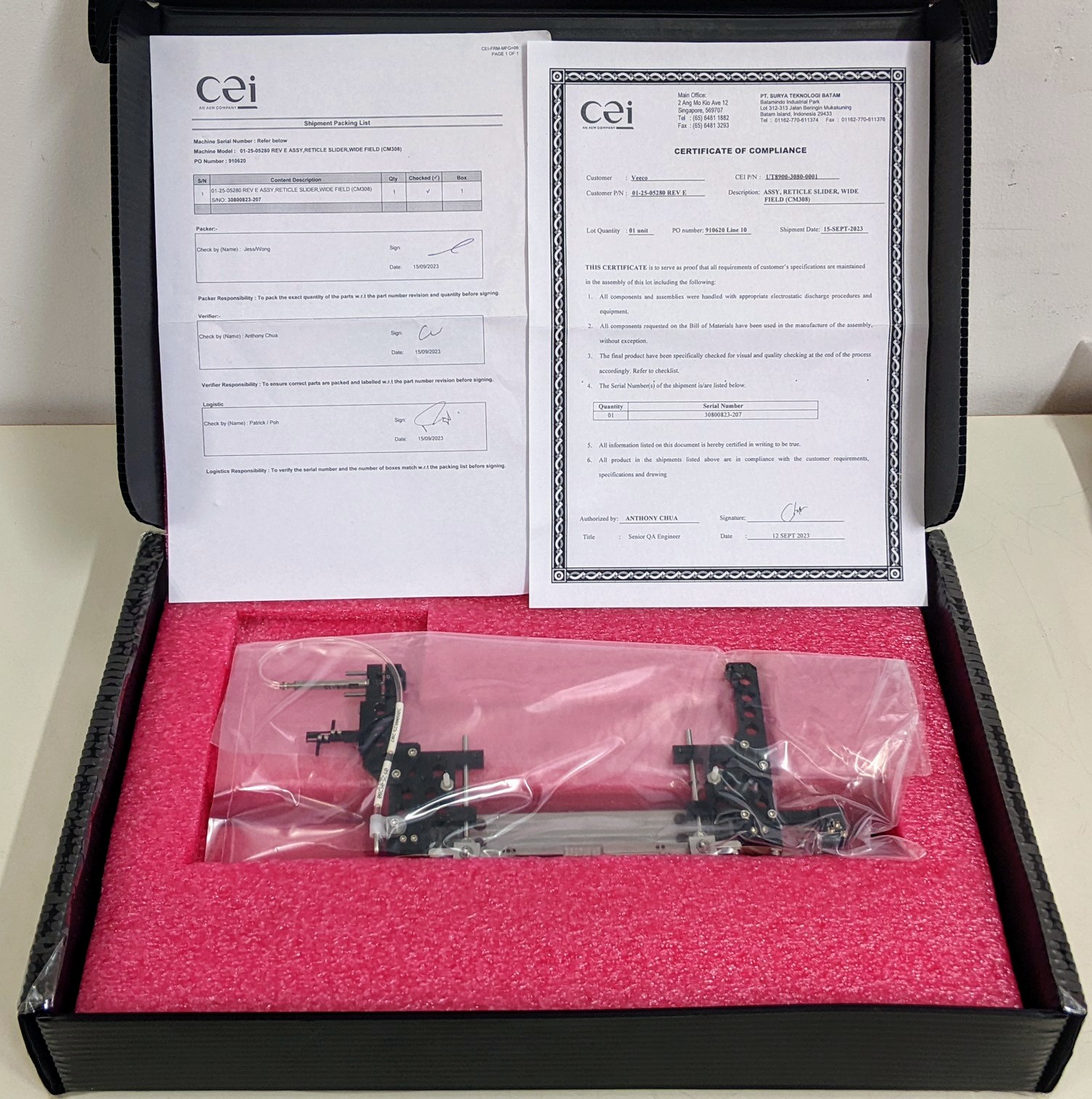 Used CEI - Veeco GmbH ASSY,RETICLE SLIDER,WIDE FIELD