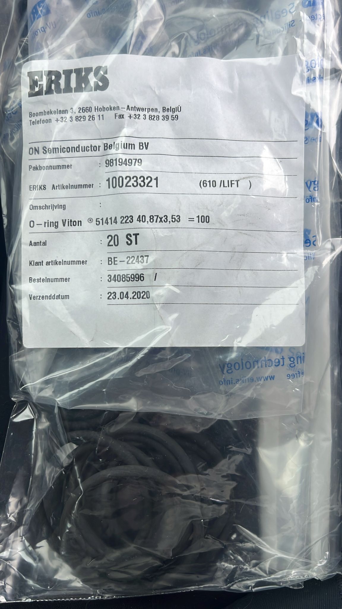 Used Applied Materials AMAT WXZ PART: O-RINGS - VARIOUS AVAILABLE