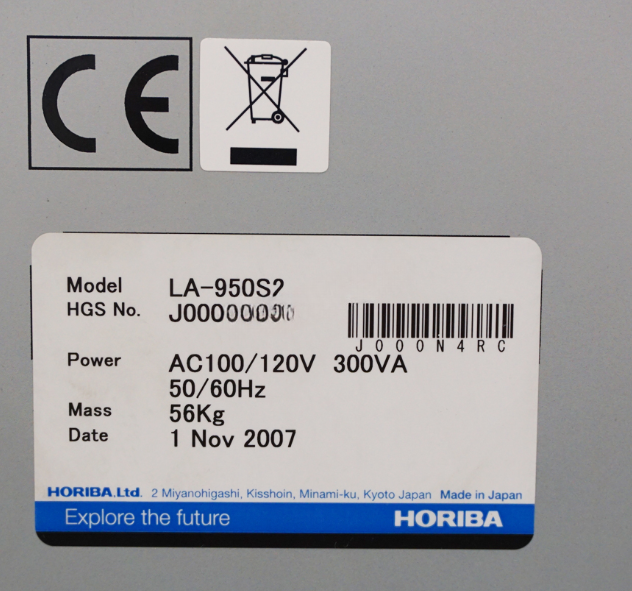 Used 2007 Horiba LA950S2 laser scattering particle analyzer with LY-9505 powder jet dry feeder