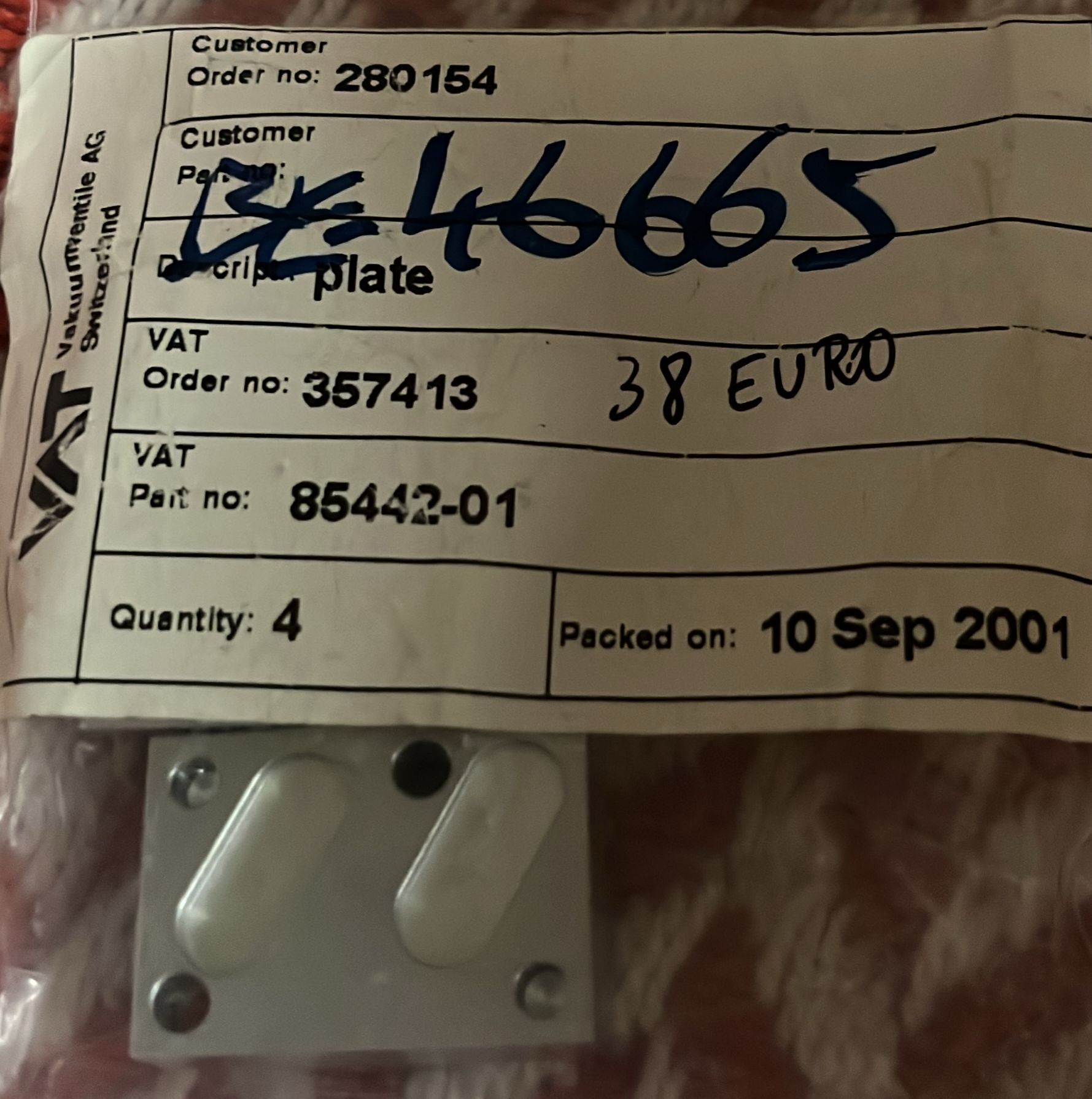 Used Applied Materials AMAT 85442-01 PLATE