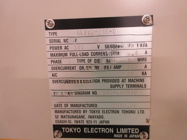 Used TEL ALPHA-8SE Oxide