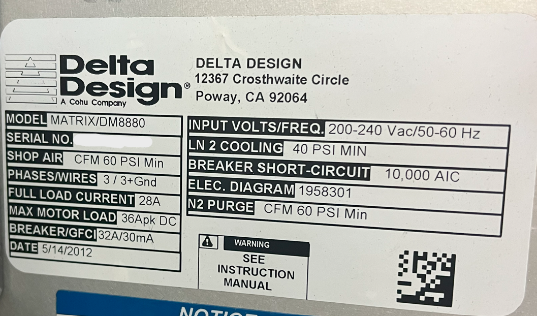 Used 2012 Delta Design   MATRIX DM8880