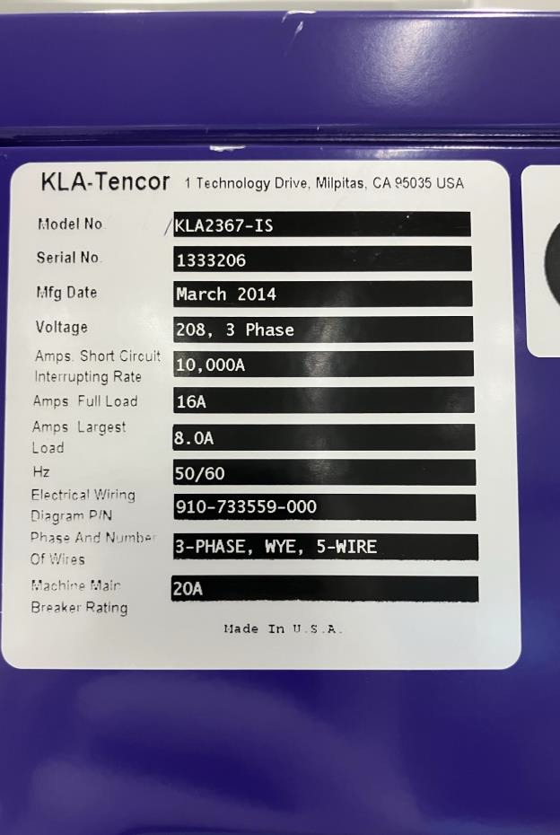 Used 2017 KLA-Tencor 2367