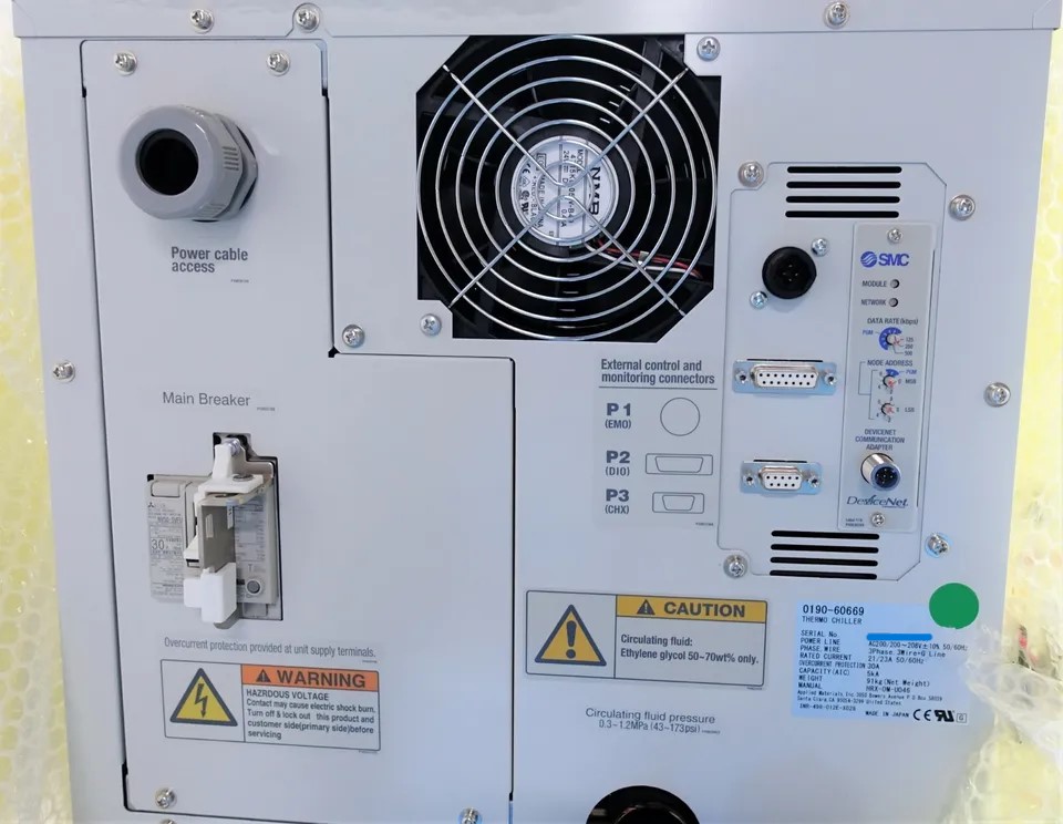 Used 2018 SMC INR-498-012E-X028 THERMO CHILLER AMAT 0190-60669 H2000 EG/DI HEAT EXCHANGER