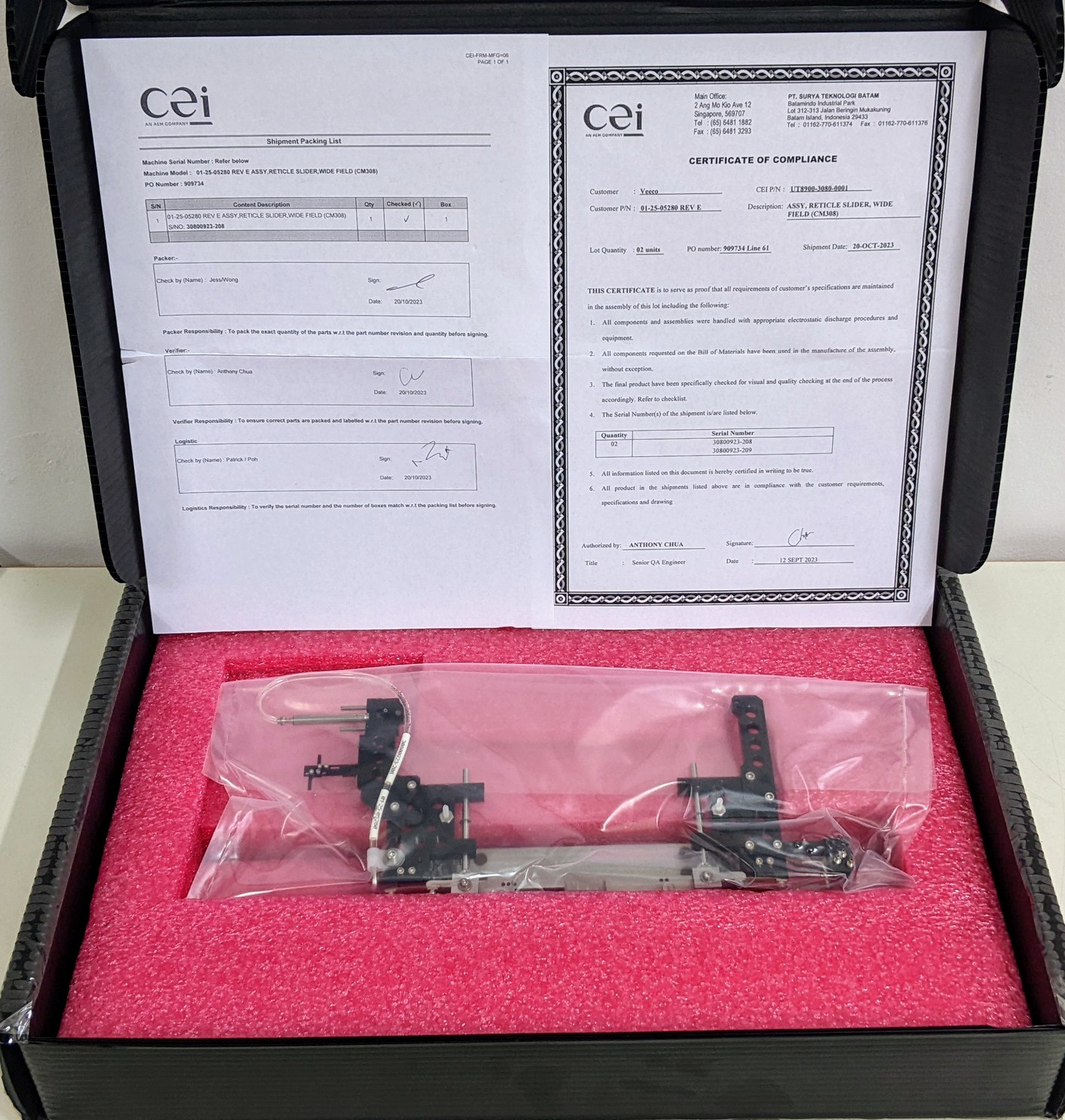 Used CEI - Veeco GmbH ASSY,RETICLE SLIDER,WIDE FIELD