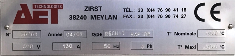 Used AET Technologies Rapid Annealing Furnace