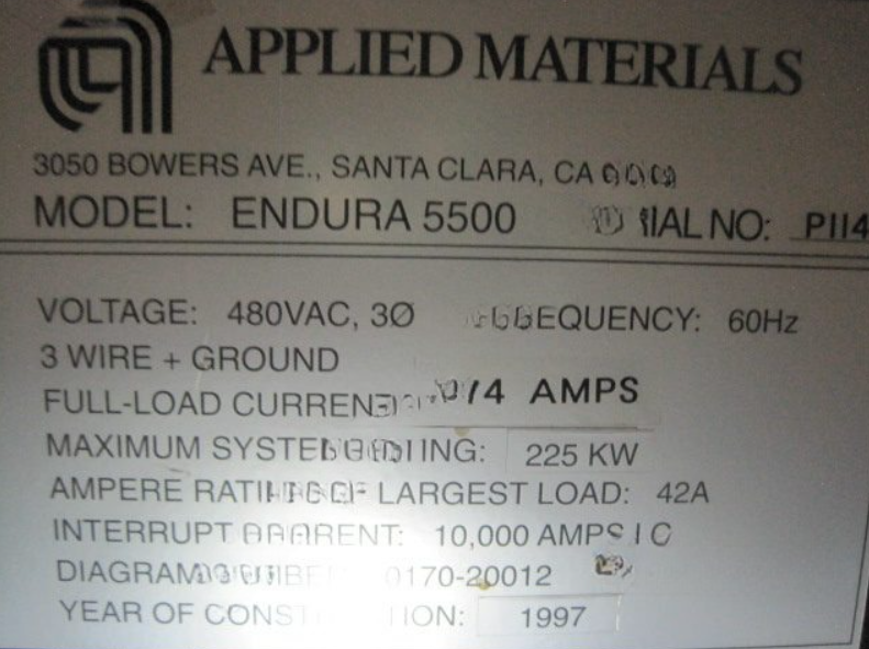 Used AMAT Endura 5500 Aluminum Interconnect