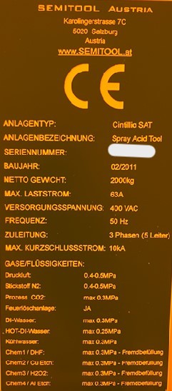 Used 2011 Semitool Cintillio SAT