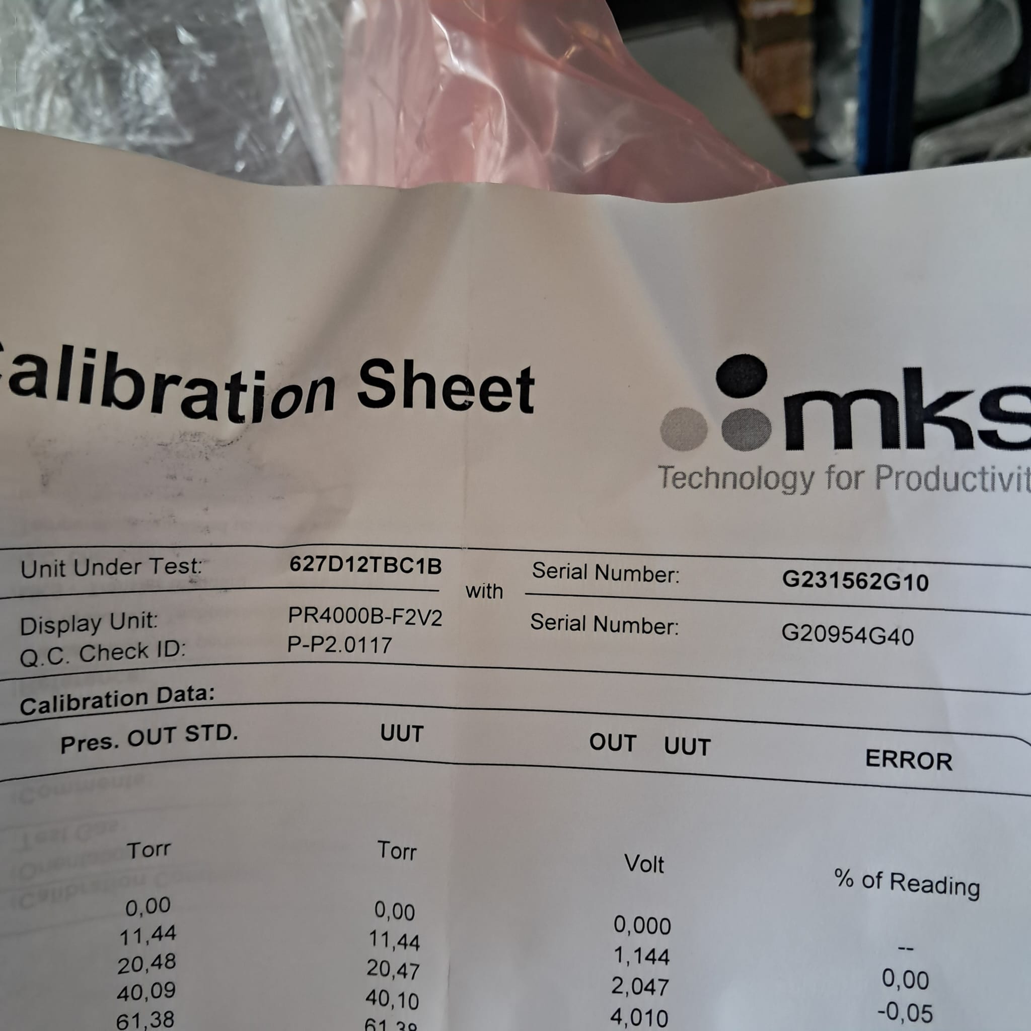 Applied Materials AMAT 627BX12TBC1B PRESS TRANSDUCER 100 TORR
