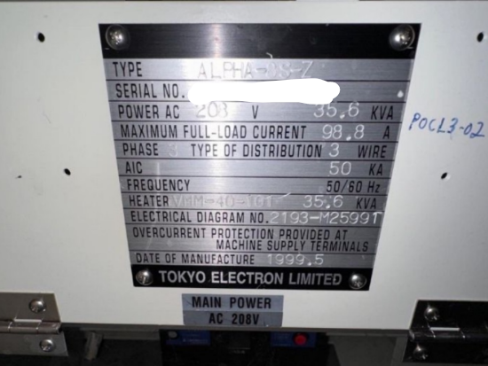 Used 1999 TEL Alpha-8S-Z