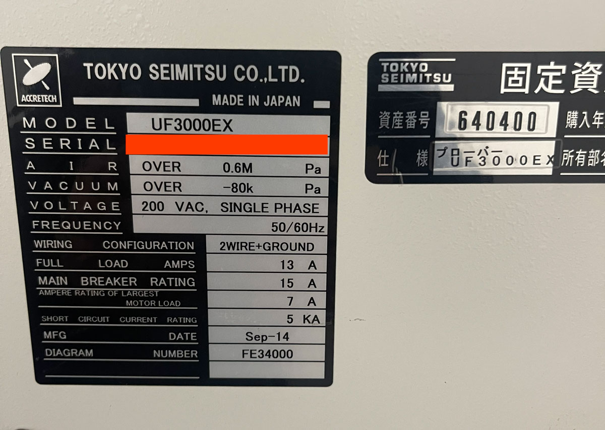 Used 2014 Accretech TSK UF3000EX Tri-Temp