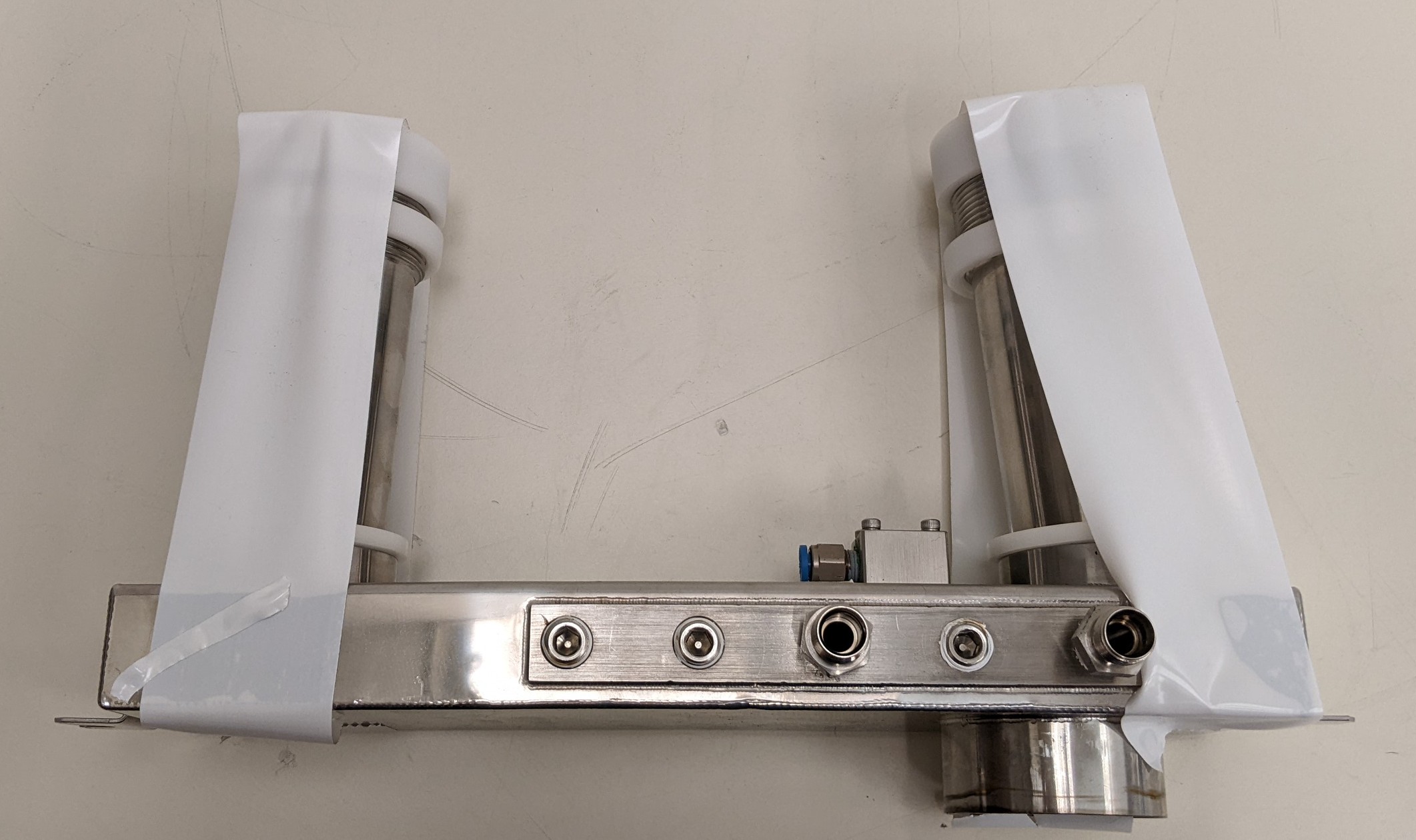 Used TEL Act 8 Part Dev 3-1 Dispense Line/Water Jacket H Nozzle Assembly, Dev 3-1 Exhaust/Drain Manifold - Module Area