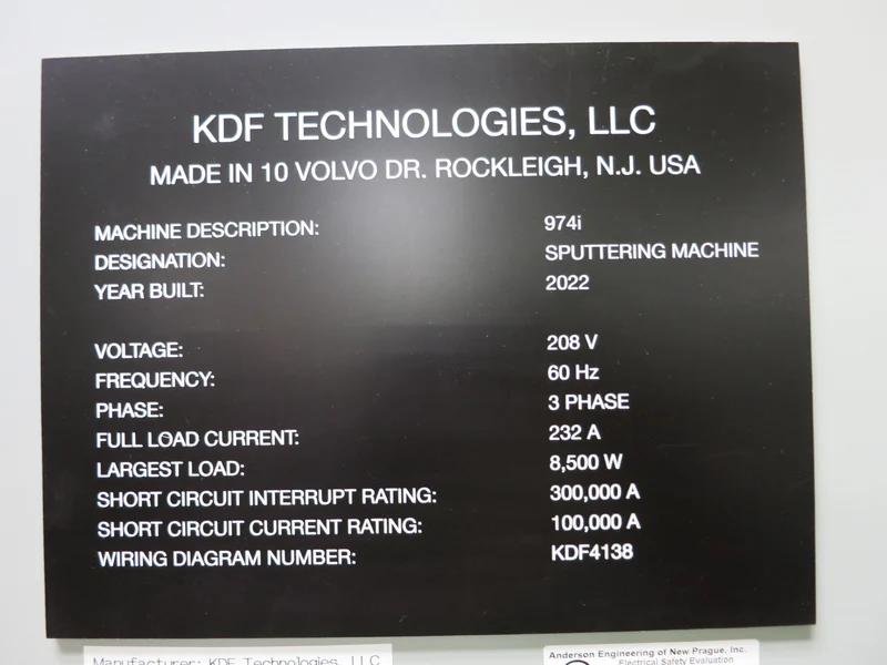 Used 2022 KDF 974 i Sputtering System