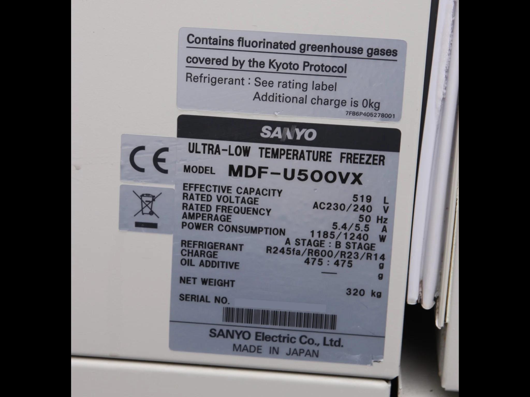 Used Sanyo MDF-U500VX Ultra Low Temperature Freezer