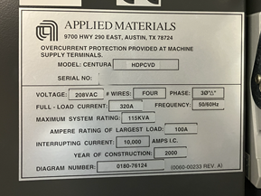 Used 2000 AMAT HDP Centura