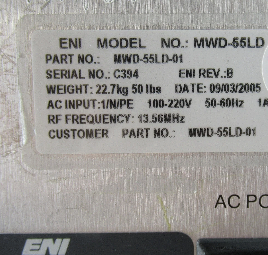 Used ENI MWD-55LD-01 13.56 MHZ, 100-220V 50-60HZ Automatch