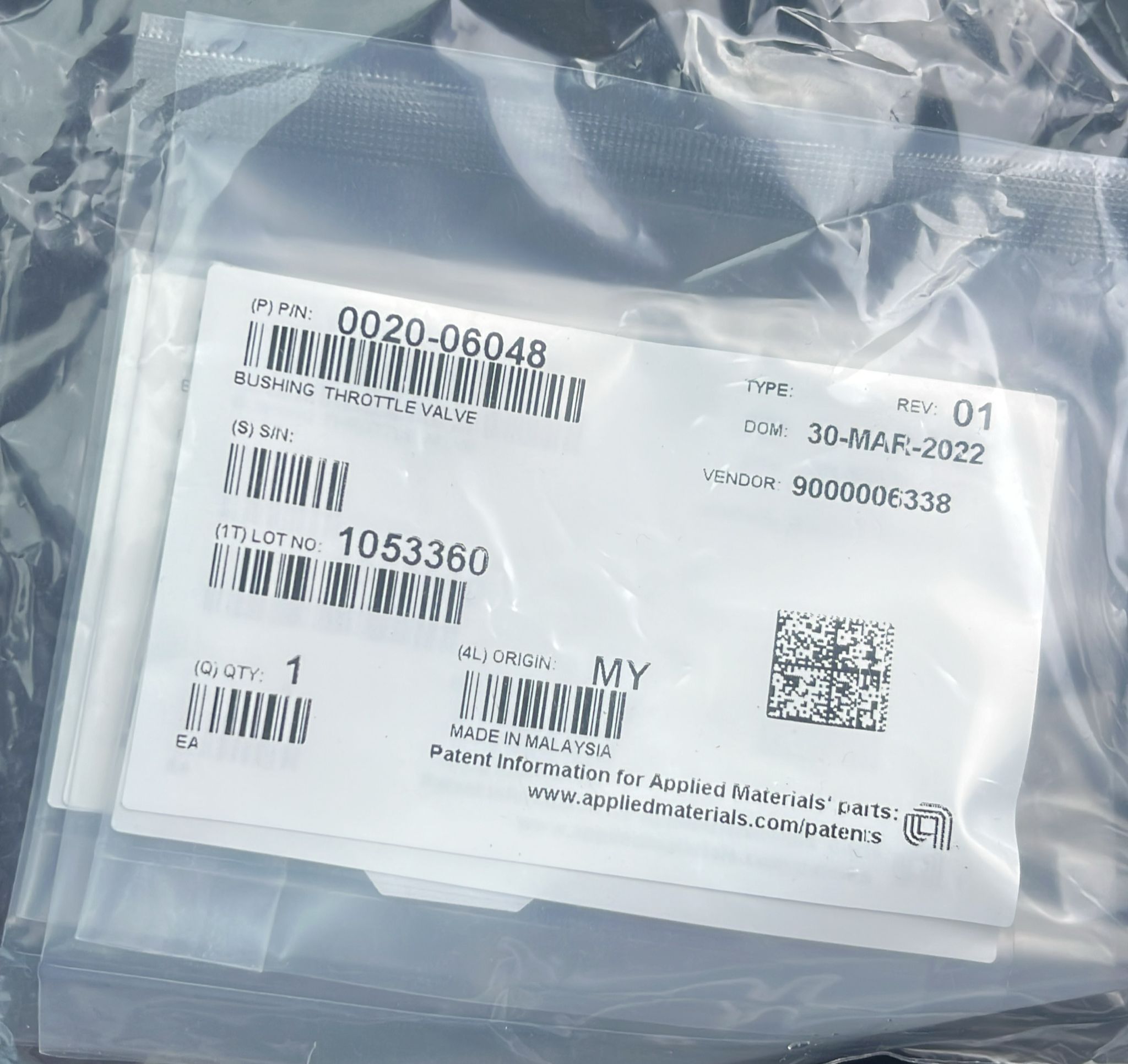 Used Applied Materials AMAT 0020-06048 BUSH THROTTLE VALVE