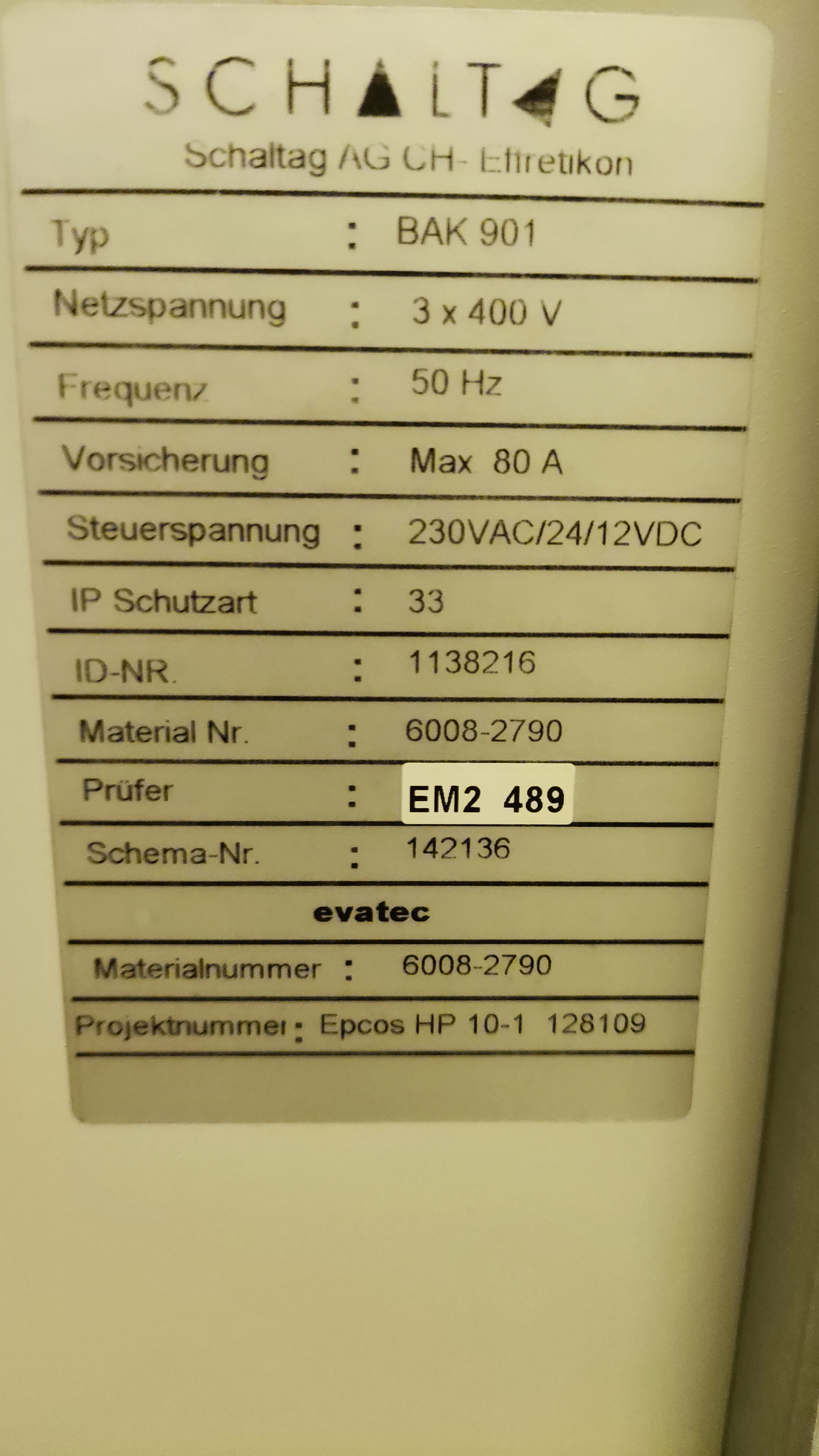 Used Evatech BAK 901 HP