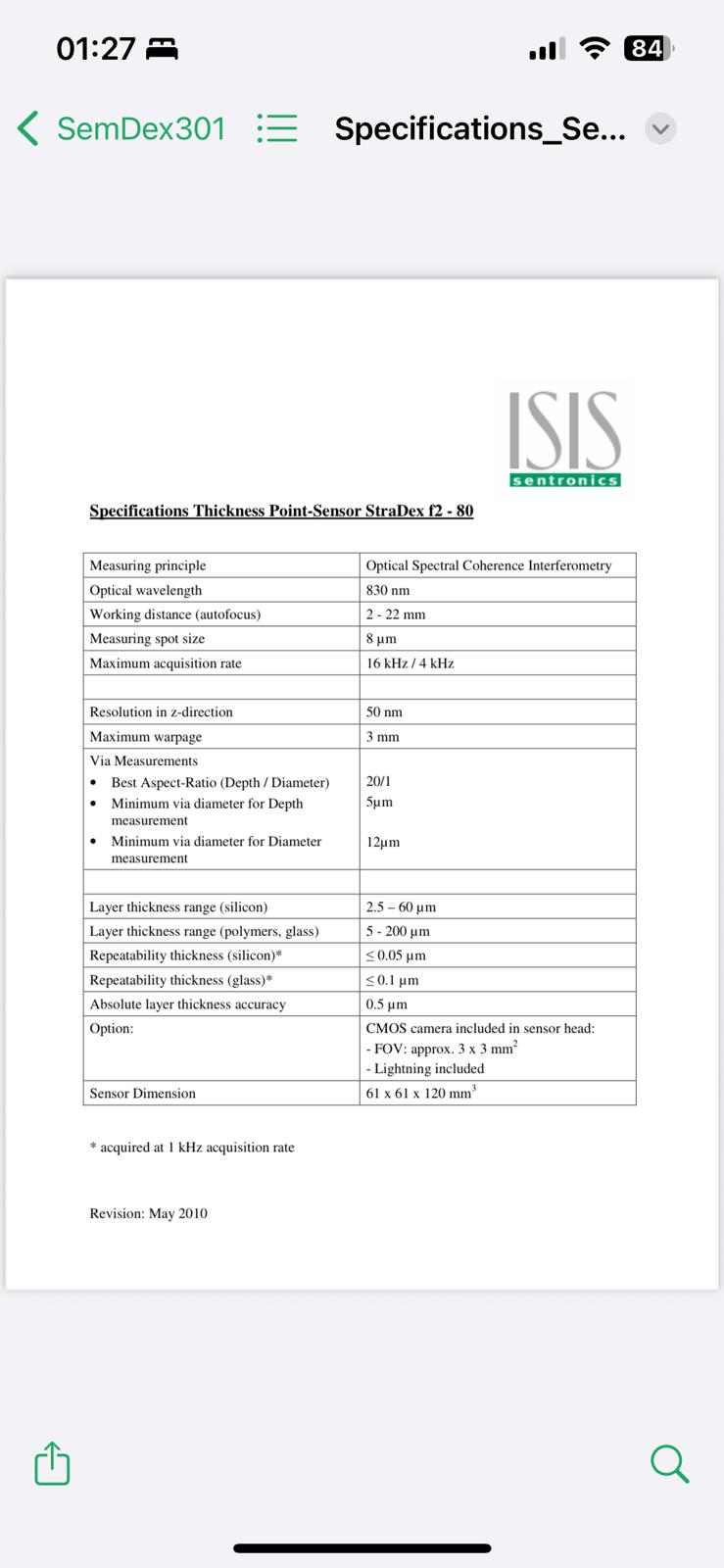 Used 2010 ISIS Sentronics GmbH SemDex 301-12