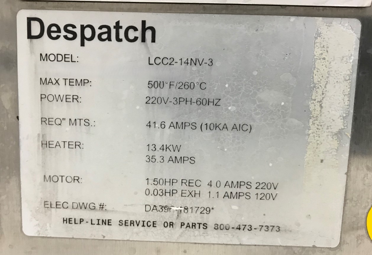 Used 2006 Despatch EPOXY CURE DESPATCH LCC 14NV 2