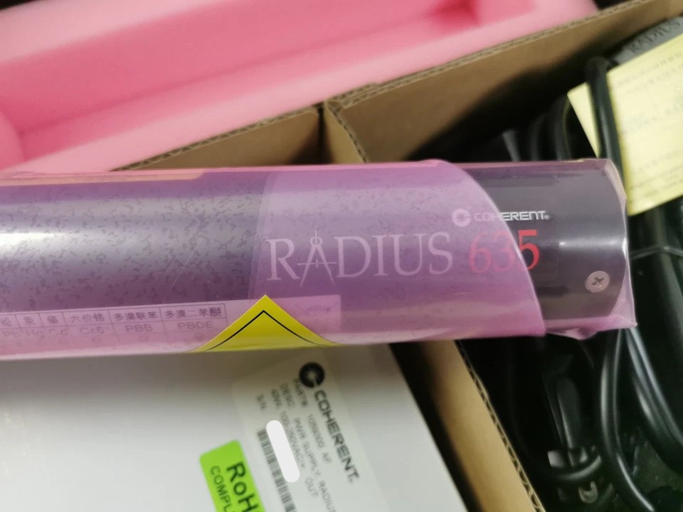 Used Coherent Radius 635 Continuous Wave (CW) Diode Laser 638nm 25mW + Power Supply