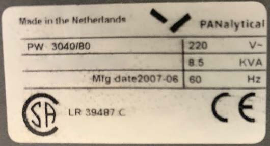 Used 2007 Philips/ Panalytical X'Pert Pro