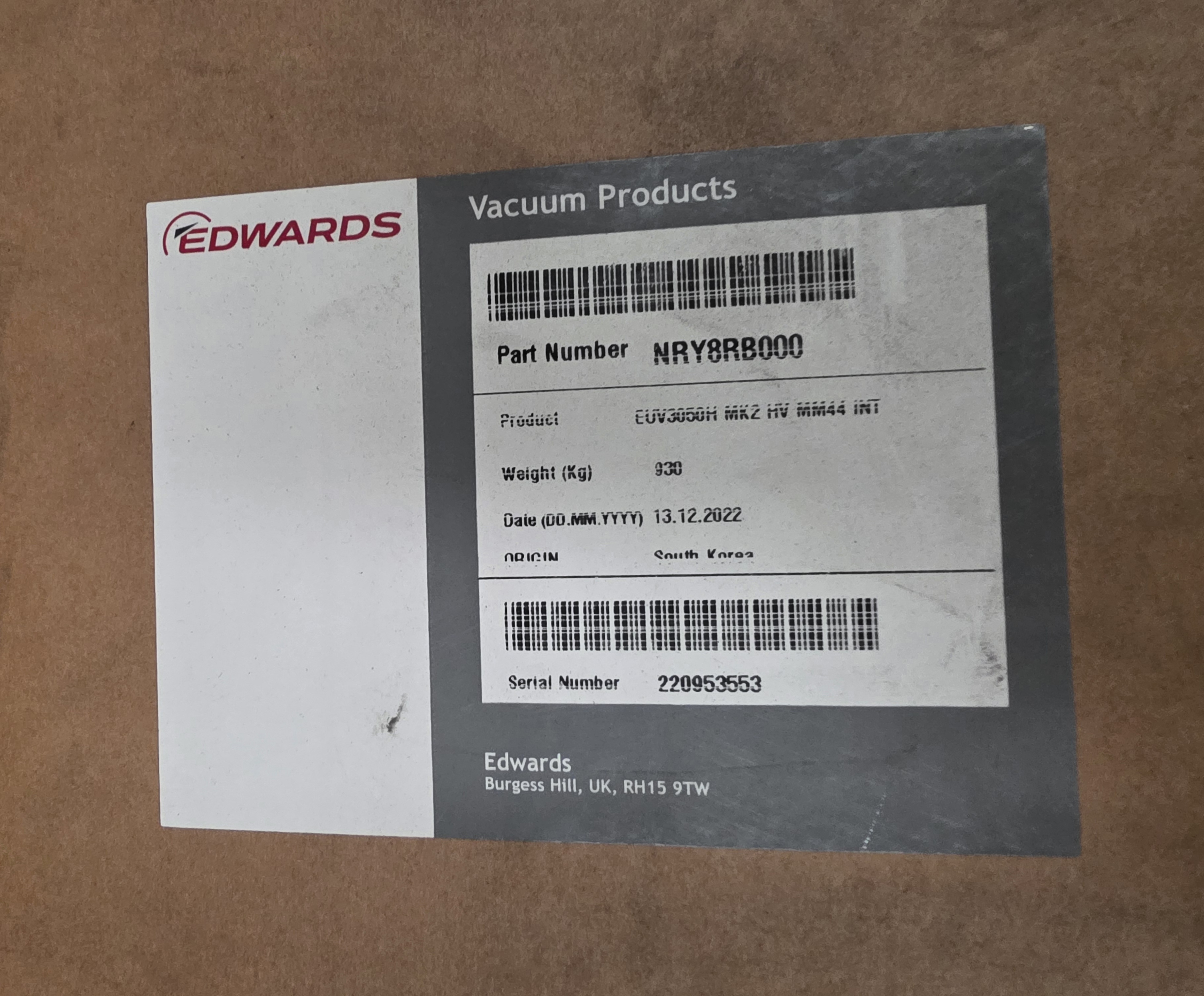 2022 Edwards EUV3050H / iXH3050H harsh vacuum pump