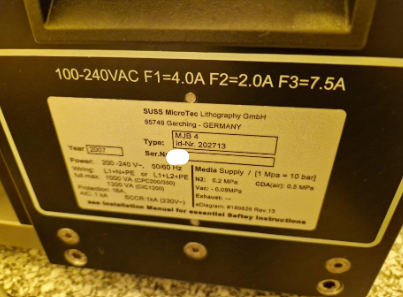 Used 2007 Suss Microtec  MJB4 Mask Aligner 4 Inch