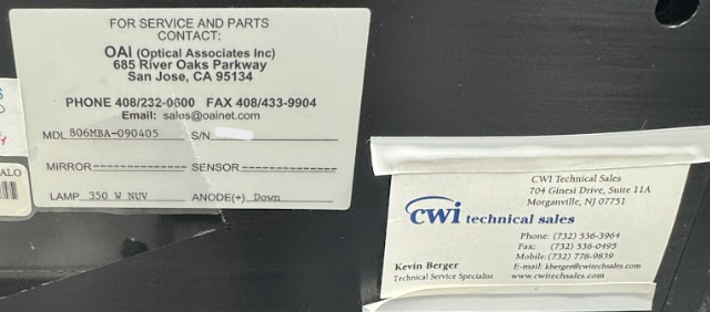 Used OAI 806 MBA Mask Aligner