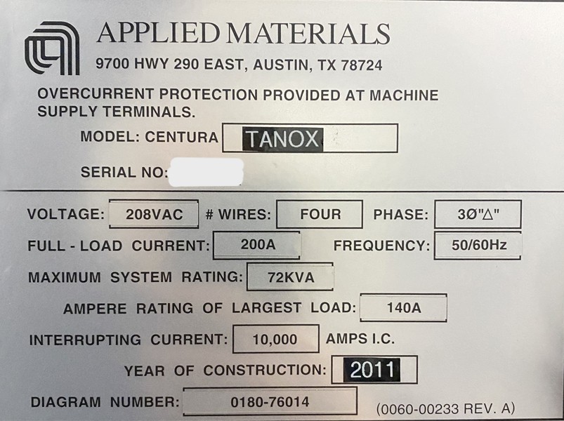 Used 2011 AMAT Centura TPCC EPN